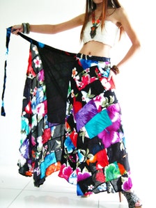 Skirt SDB371 Patchwork Rayon Lagenlook Carnival Wrap Long Sarong Boho ...