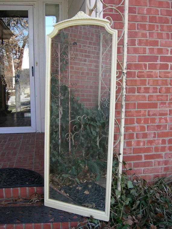 painted floor mirror crown top distressed pale yellow shabby painted floor mirror crown top distressed pale yellow shabby