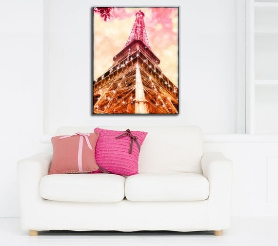 Eiffel Tower Canvas Wall Art Pink Paris Canvas Art Print