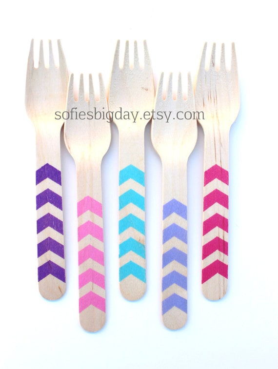 HAND STAMPED utensils-50- Abby Cadabby-My Little Pony-Disney Princess-Little Mermaid-Ariel party-chevron striped utensils-Frozen-50 count Il_570xn