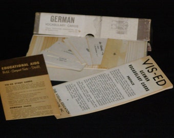 Vintage Vis Ed GERMAN Foreign Language Learning Vocabulary Cards w Org Box Complete 1000 Cards