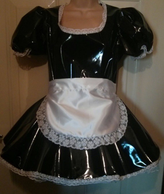 Lace edged PVC French Maid's Dress with by koolieskreations