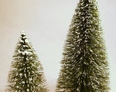 Flocked Bottle Brush Trees Set of Two 10 Inch Trees