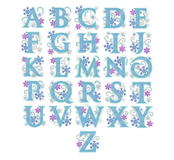 ice princess alphabet frozen applque embroidery by embroideryland