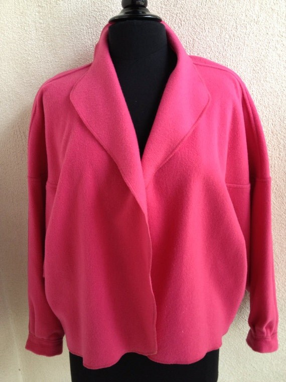 Reserve rockpaperkoala SALE Vintage hot pink wool jacket size