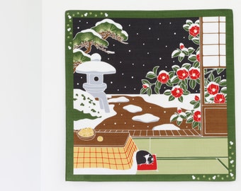 Japanese fabric furoshiki cat Tea towel, wrapping cloth cat fabric, kawaii fabric, japanese yukata, kimono fabric, japanese tenugui