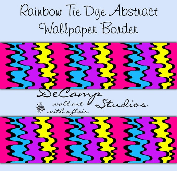 RAINBOW TIE DYE Wallpaper Border Wall Decals Home by ...