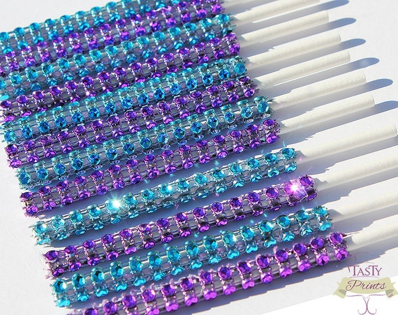 12 Sparkle Cake Pop Sticks - Peacock Bling Sticks for Cake Pops - Metallic Purple and Teal- Decorative Treat Sticks Il_570xn