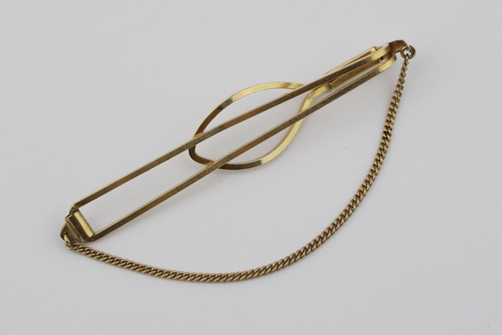 Long Narrow Triangle Shaped 9ct Rolled Gold Simple Slide on Tie Clip