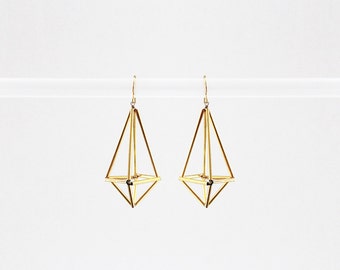 Himmeli inspired geometric earrings, dangle earrings in gold