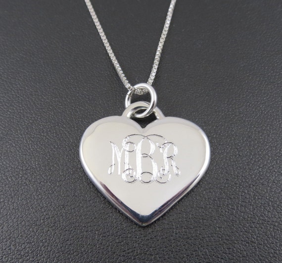 Heart Necklace Personalized Engraved Sterling Silver