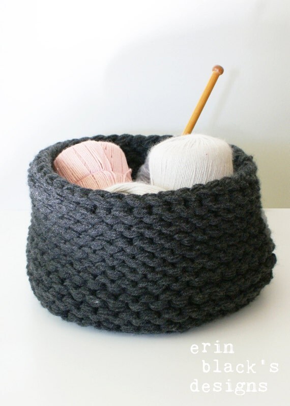 DIY Knitting PATTERN Chunky Knit Baskets 3 styles approx
