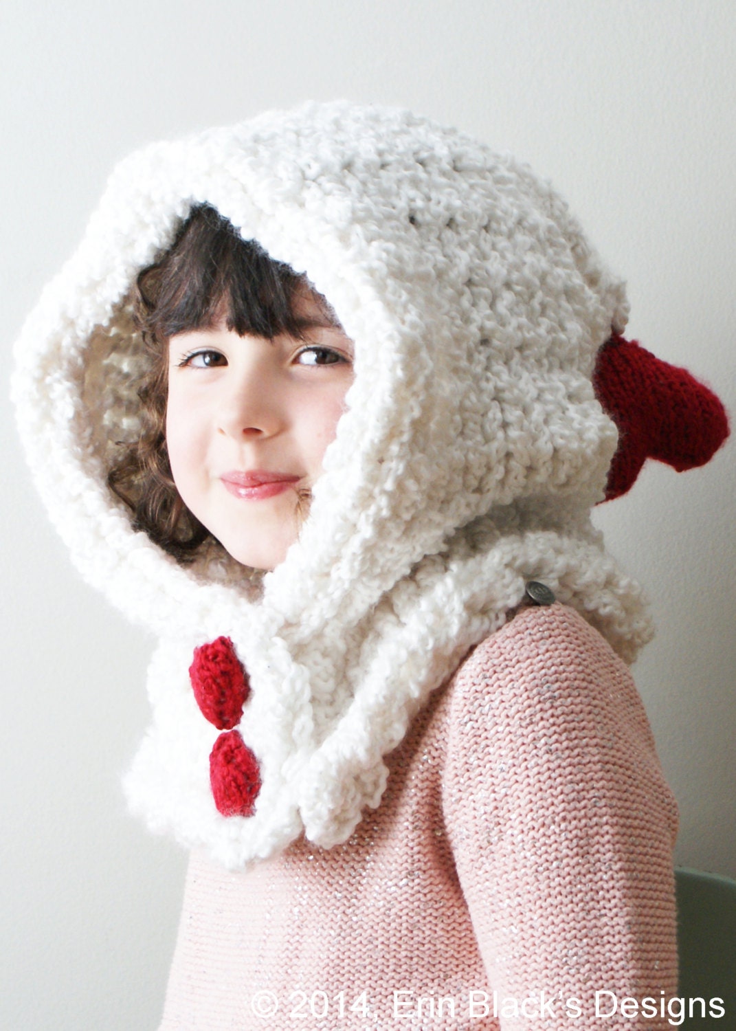 DIY Knitting PATTERN Chunky Heart Hood in Toddler Child and