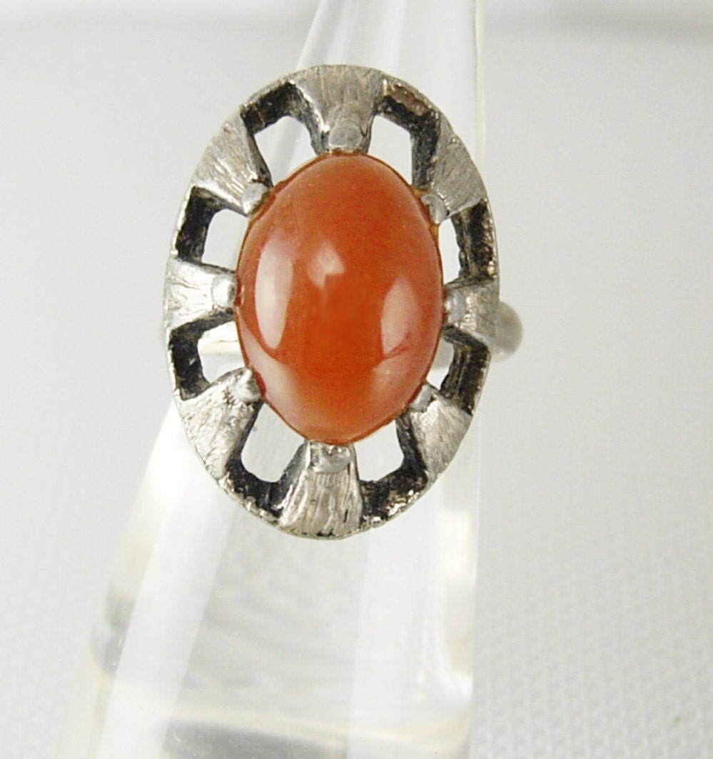 Vintage Orange Carnelian Ring Silver By Neatstuffantiques On Etsy