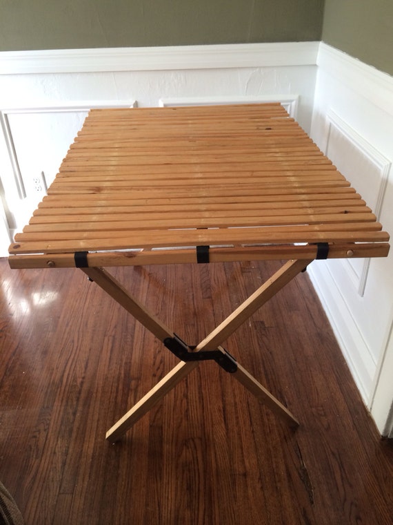 Vintage Topsport Camping Table Mid Century wood Table