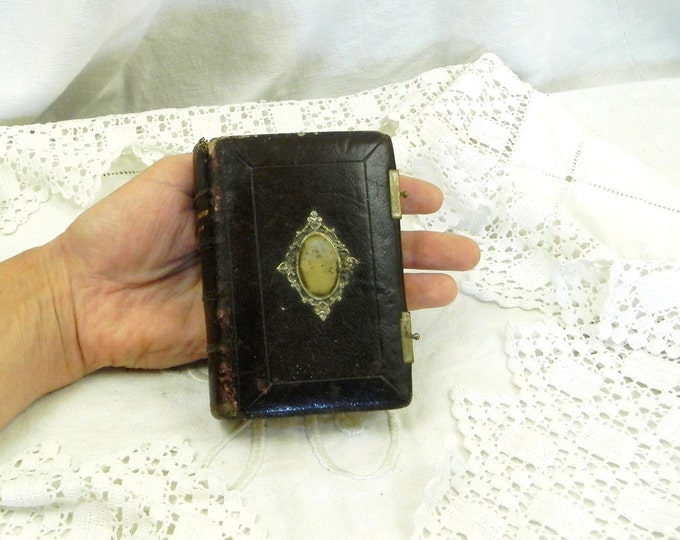 Small Antique French Leather Bound Religious Book, Paroissien Romain / French Country Decor / Shabby Chic / Chateau Chic / Vintage Retro