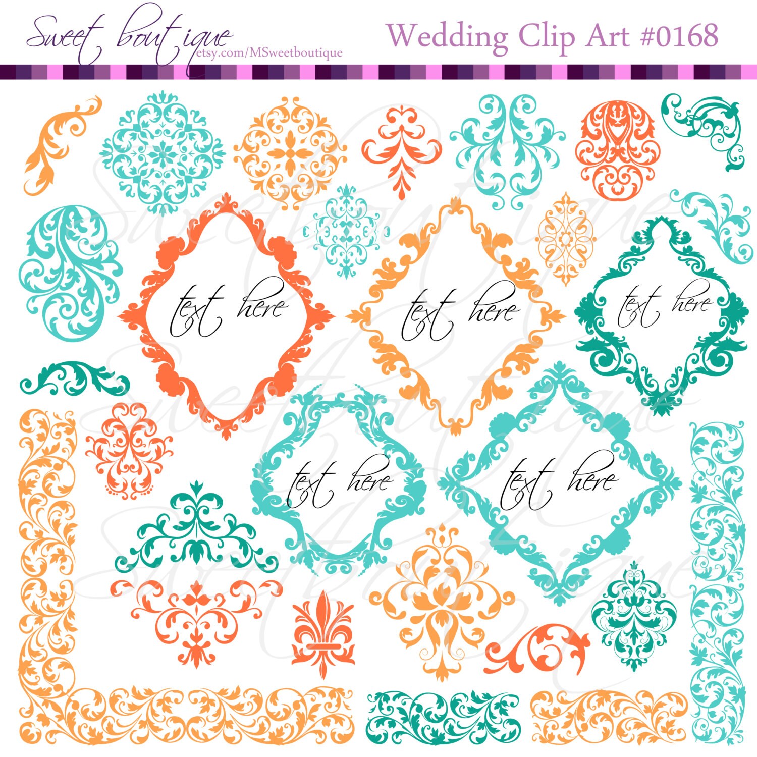 Border Clipart Damask Scrapbook Frames Flourish Damask Classic 5105