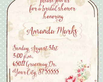 Vintage Mason Jar Shower Invitation