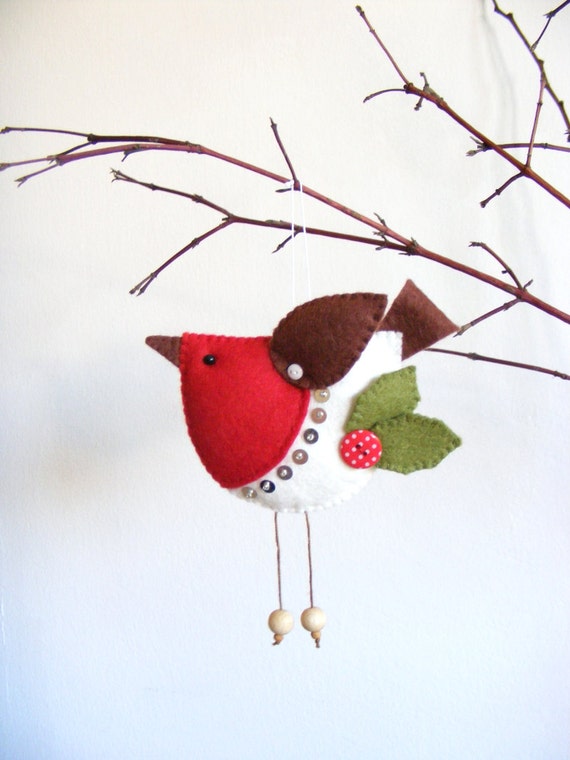 Items similar to PDF pattern - Felt robin. Christmas tree ...