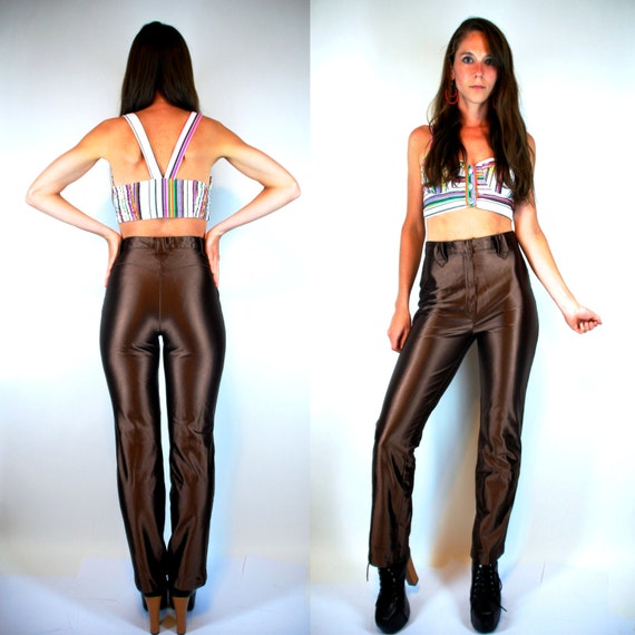 Shiny+Spandex+Disco+Pants DISCO Pants. High Waist satin Vintage 70s boho by BluegrassVoodoo