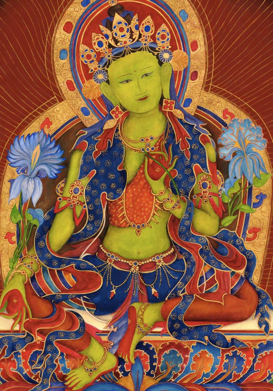 Green Tara Goddess Of Compassion Avalokitesvara 