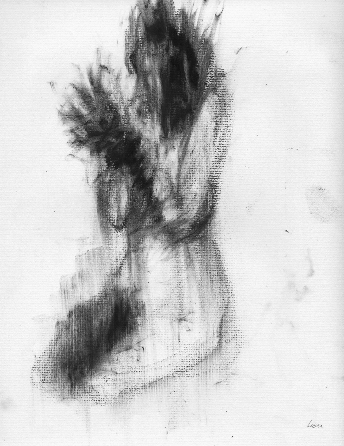 Haunting Figure Drawing Moody Dark Fine Art Crayon Figure