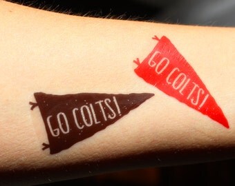 20 Custom Temporary Tattoos for the WHOLE TEAM! School Spirit Goodies (Pennant Design)