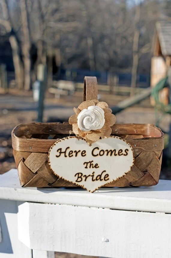 Shabby Chic Flower Girl Basket - Rustic Flower Girl Basket - Rustic Wedding - Shabby Chic Wedding - Rustic Flower Girl by CountryBarnBabe