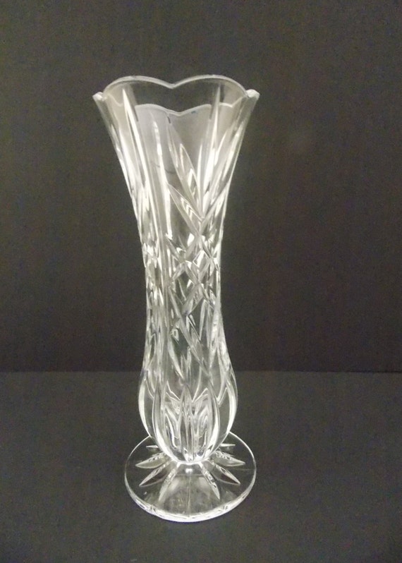 Lead Crystal Vase 8 inches tall Clear by DocsOddsandEnds on Etsy