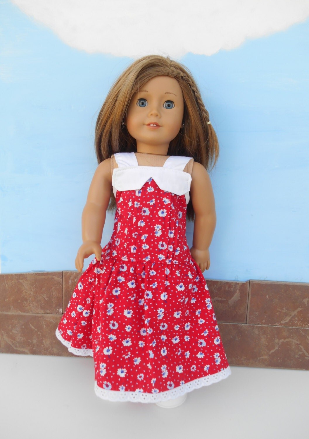 Doll Clothes Long Red Doll Dress Red Floral Dress Summer