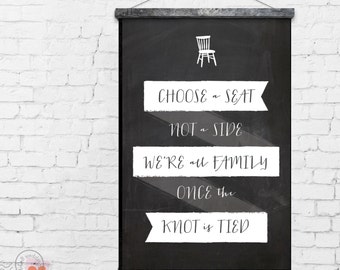 Wedding Chalkboard Seating Sign, Choose a seat not a side, Instant download