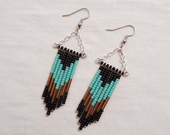 Beaded Earrings - Chevron Earrings - Tribal Earrings - Native American ...