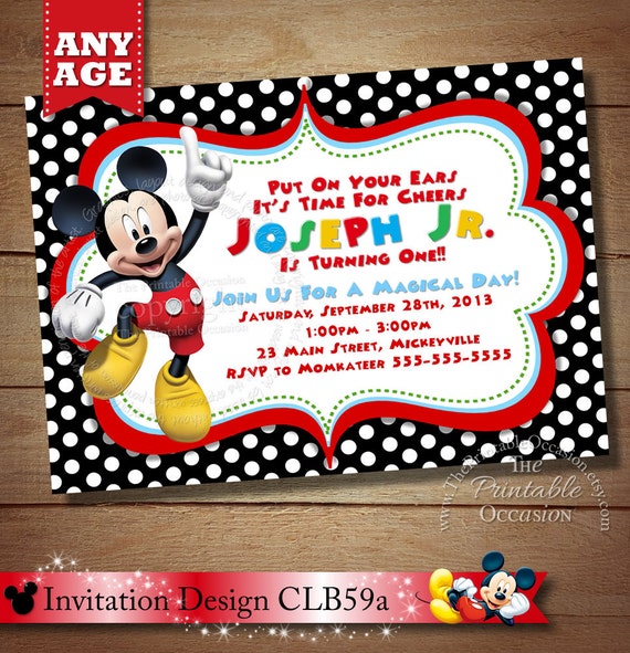 HUGE SELECTION Mickey Mouse Invitation, Babys First Birthday Invitation, 1st Birthday Invitation, Clubhouse Mickey Mouse Birthday Printables Il_570xn