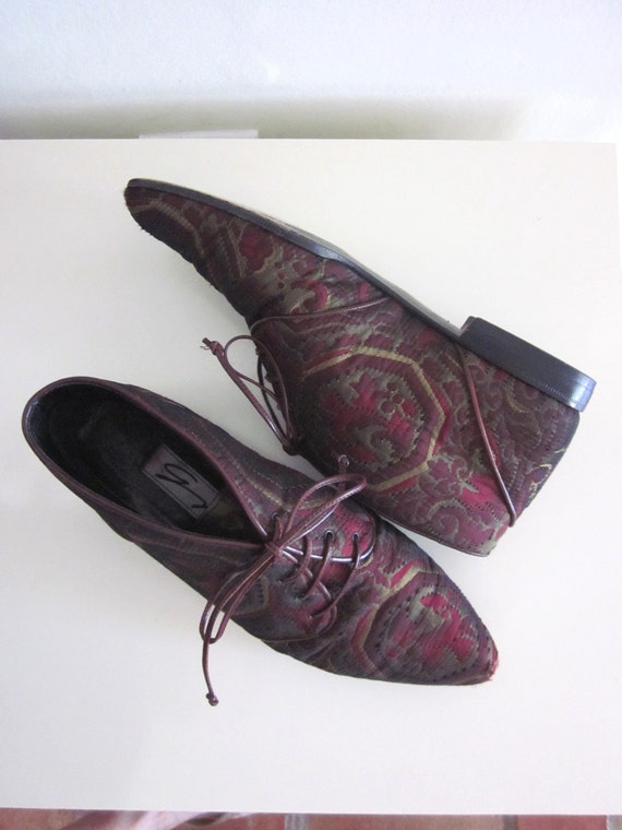 GENNY Tapestry Boots  vintage 80s Italian boots shoes  sz 7 12 - 8 ...