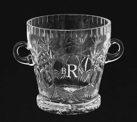 Engraved Crystal Ice Bucket for Wedding Gift or by AgapeDesignMfg