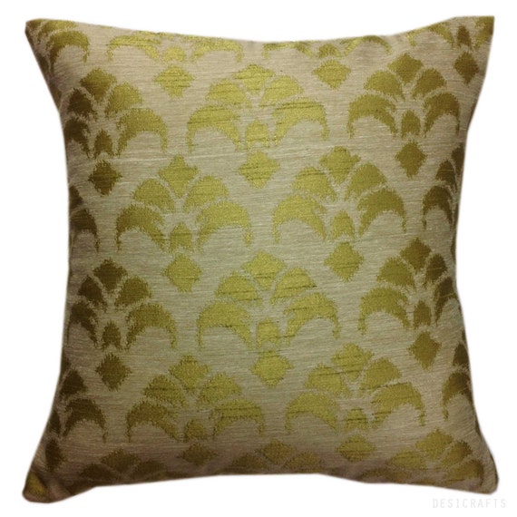 Items similar to Handmade Silk Ikat Pillow Olive Green Ivory Throw
