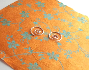 Small spiral earrings, PAIR Sterling Silver hoop earrings, small sleepers