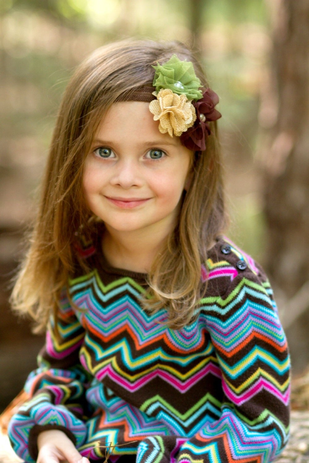 Autumn Headband, Fall Flower Headband, Earth Tones, Moss Baby Headband