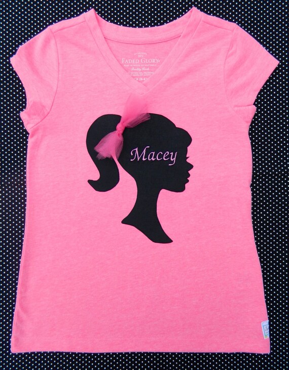 Items similar to Appliqued Barbie Silhouette Shirt...INCLUDES ...