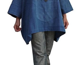 ChomThong Hand Woven Cotton High Neck Poncho Tunic (BFS-122-03)