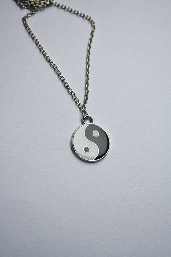 Ying yang necklace glossy pendant by FortunateFreaks on Etsy