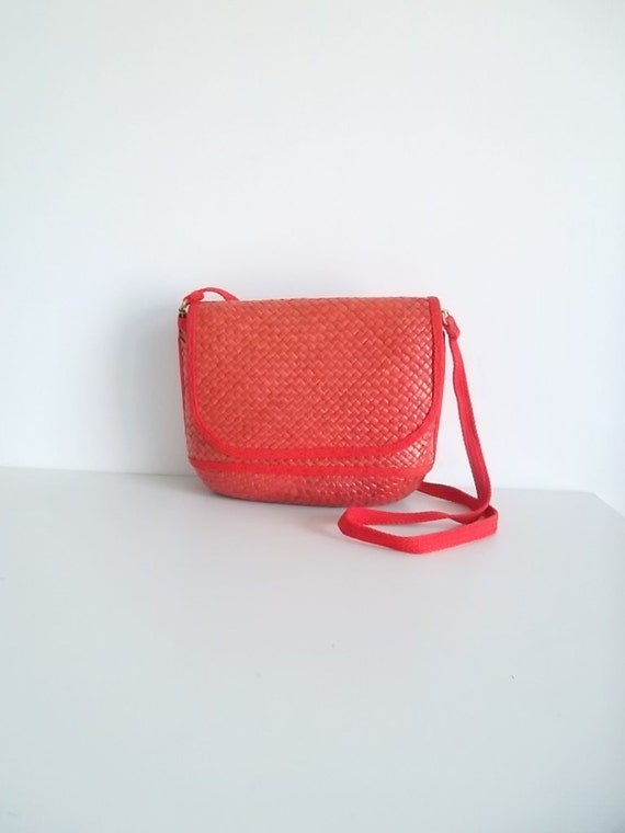 Red straw woven handbag, straw handbag, red handbag, red beach bag ...