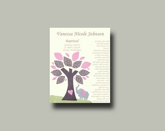 Girl Baptism Gift, Christening Gift Girl, Personalized, Christening Keepsake, Girl Godchild Gift, Christening gift from Godparents ELEPHANT