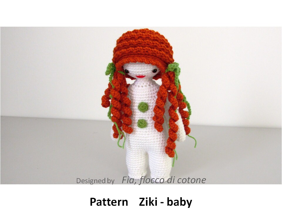 Pattern Ziki baby doll amigurumi crochet curly-haired