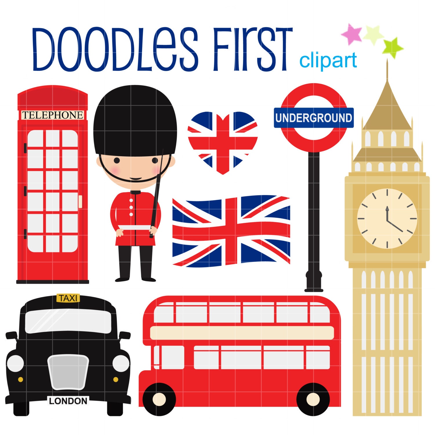 London Collection Digital Clip Art for Scrapbooking Card