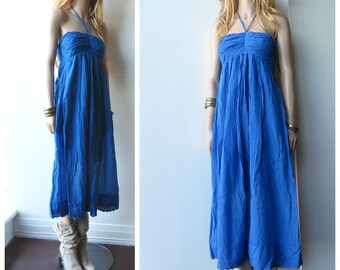 TAKE 40% OFF Cotton Gauze Empire Waist Hippie Boho Dress Free Size