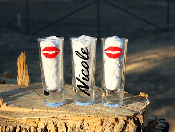 Items Similar To 7 Personalized Lip Shot Glasses Great For Bachelorette And Wedding Parties 5573