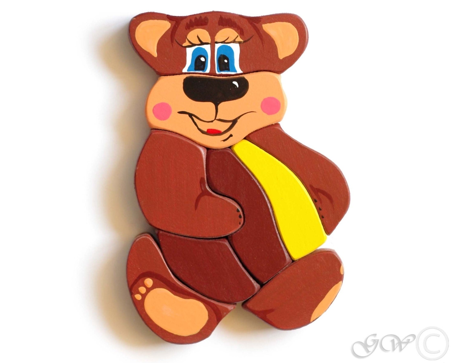 Wooden Puzzle Bear. Wooden toys. Wooden animal puzzle