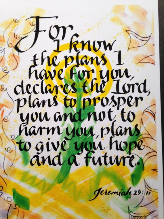 Jeremiah 29:11 Scripture Art Bible Verse by Biblecalligraphy