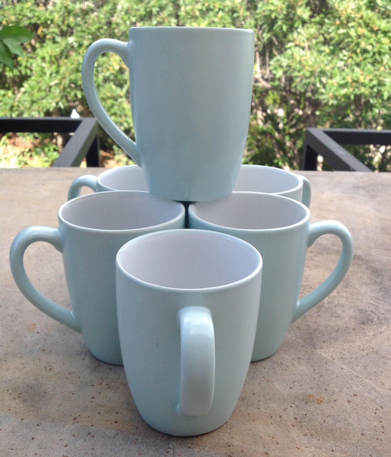 Sweet, Robin’s egg blue, one set of six coffee mugs, from Gibson